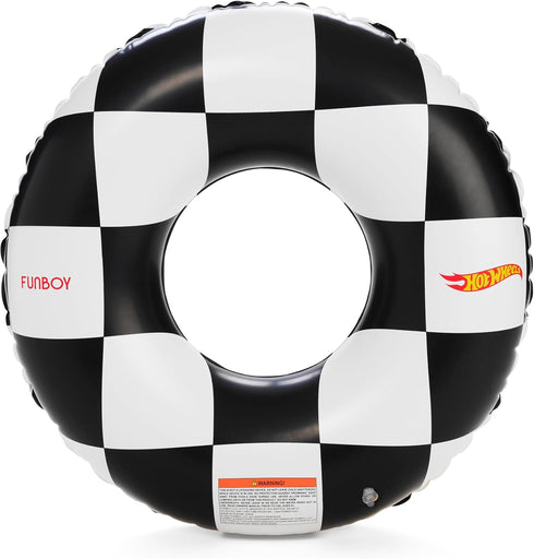 Hot Wheels & FUNBOY Reversible Checkered Flame Tube Float for Kids - 34" 2-Sided Print, Single Float...