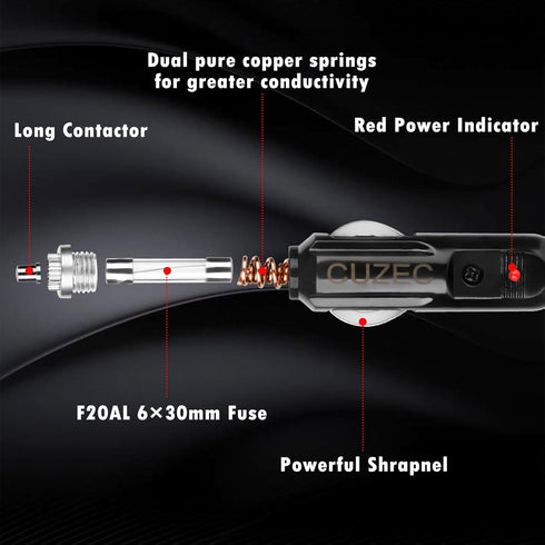 CUZEC 12V/24V 12ft / 3.66m 14 AWG Heavy Duty Extension Cord with Cigarette Lighter Plug Socket...