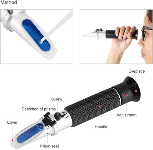 Wine Hand Held Refractometer, 0~80% Portable Alcohol Refractometer, Alcohol Meter Refractometer, for Winemaking Homebrew kit, 30 x 40 x 205 mm...