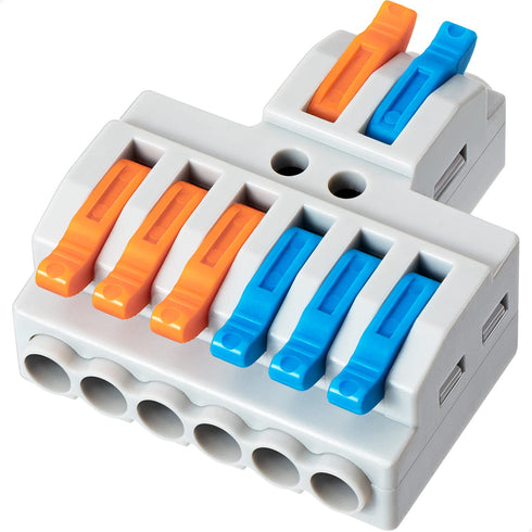 GKEEMARS 10 Pcs Lever Wire Connectors, Quick Wiring Cable Connector Push-in Conductor Terminal Block (2 in 6 Out)...