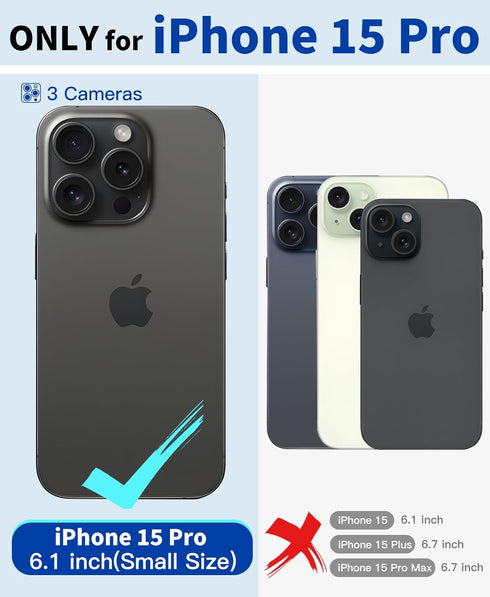 Beeasy for iPhone 15 Pro Case Waterproof for MagSafe 360 Degree Outdoor Protective Case with Screen Protector Waterproof Phone Case Dustproof Shoc...