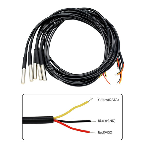 Aideepen 5pcs DS18B20 18B20 Waterproof Temperature Sensor Digital Thermal Stainless Steel Tube Probe 1 M/39.37''...