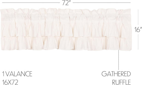 Simple Life Flax Antique White Farmhouse 16"x72" Valance Rod Pocket Cotton Linen Blend Solid Color Hanging Loops Kitchen Window Curtains...