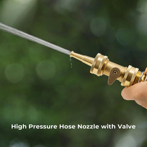 Heavy Duty Brass Hose Nozzle, 3/4" GHT Jet Nozzle High Pressure Garden Water Hose Sprayer Nozzle with Shut Off Valve, Hose Nozzle Sprayer for Hose...