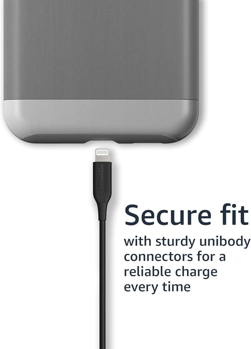 Amazon Basics 2-Pack USB-A to Lightning ABS Charger Cable, MFi Certified Charger for Apple iPhone 14 13 12 11 X Xs Pro, Pro Max, Plus, iPad, 6 Foo...