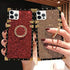 for iPhone 12 Pro Max 6.7" Bling Case Luxury Box Trunk Design Glitter Cute Gold Corner Soft TPU Cover with Ring Kickstand Holder Phone Skin,Gray...