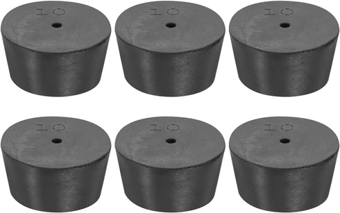 MECCANIXITY Rubber Tapered Plug 42mm to 50mm Solid Test Tubes Bungs Stopper with Hole Black for Lab 6 Pieces...