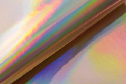 Champagne Holographic Fabric,15” x 54” Faux Leather Fabric Craft Fabric for Sewing Bags,Wallets,Headwear Wristband Holographic Fabric Sparkle.(Cha...