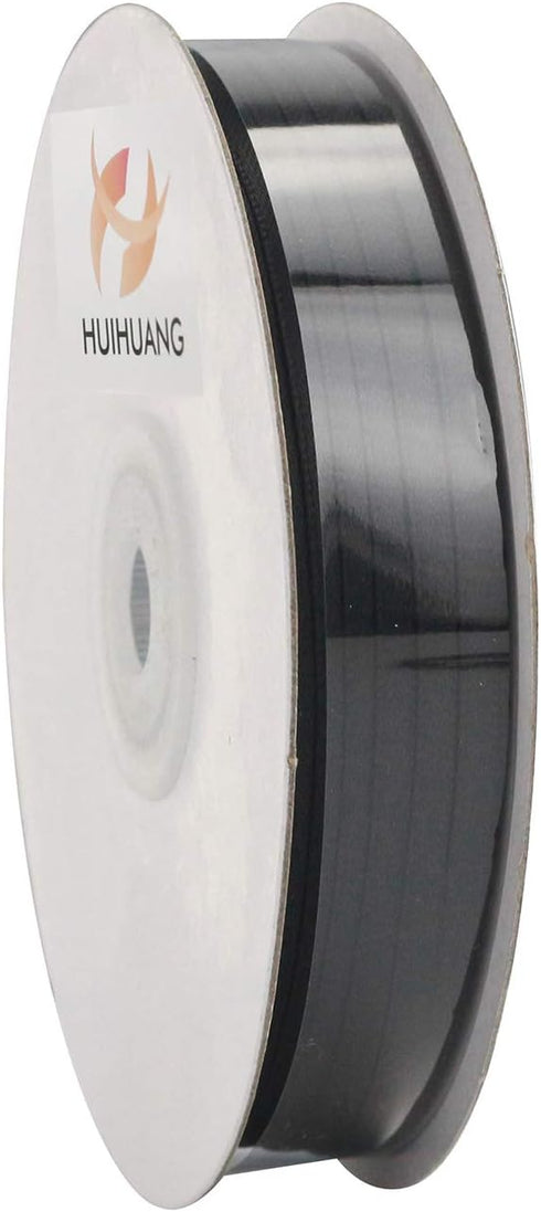 HUIHUANG Solid Color Satin Ribbon 1/8 inch x 100 Yards Roll Ribbon Thin Black Satin Ribbon for Crafts Sewing Gift Wrapping DIY Bows (Black)...