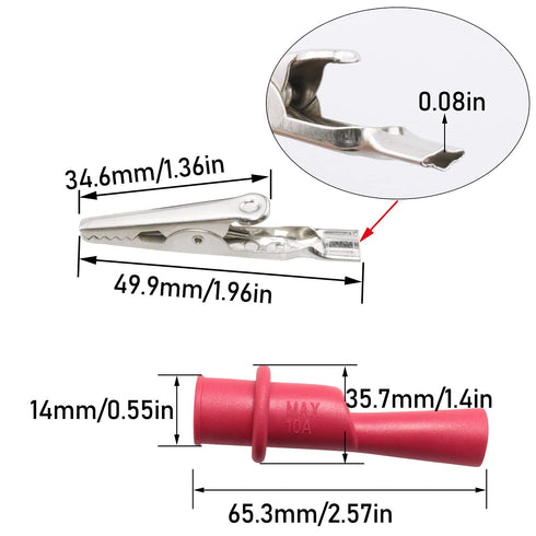 8PCS Multimeter Alligator Clips Set, Test Probe Push On Alligator Clips Crocodile Clamps for Test Leads, 4 Pieces Red +4 Pieces Black (MACTPPC-R-B...