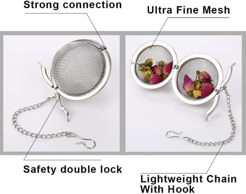 2Pcs Stainless Steel Tea Ball, 2.04 Inch Mesh Tea Infuser Strainers, Premium Tea Filter Tea Interval Diffuser for Loose Leaf Tea and Seasoning Spi...