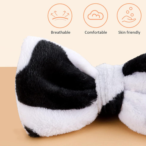 6 Pack Spa Headbands Soft Bowknot Elastic Makeup Headbands Coral Fleece Non-Slip Bow Hair Band for Washing Face Microfiber Facial Skincare Shower ...
