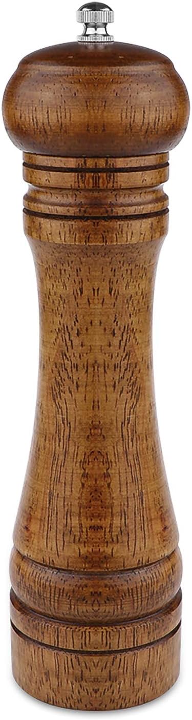 Pepper Grinder - 8 inch Pepper Mill Oak Wooden Pepper Mill Grinder Refillable Grinder Pepper with Ceramic Grinding Mechanism Adjustable Coarse to ...