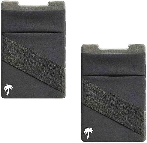 LIFESTYLE DESIGNS The StickyWallet – Premium Spandex Stick-on Phone Wallet Card Holder for any Case – Unique Double Pocket Design + Finger Strap (...