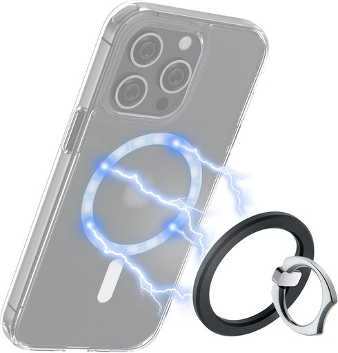 PROfezzion Thin Metal Ring Holder for MagSafe, Removable Strongest Magnetic Phone Grip for iPhone 15 14 13 12 Pro Max Plus with MagSafe Case [Not ...