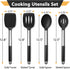P&P CHEF Black Kitchen Cooking Utensil Set of 4, Silicone Solid Spatulas Slotted Spoons Turners for Non-stick Cookware Flipping Mixing, Heat-proof...