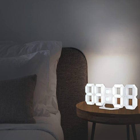 EDUP HOME 3D LED Digital Wall Clock/Desk Alarm Clock with Remote Control for Kitchen Bedroom Office, 9.7" LED Night Light Decor Clock Adjust Brigh...