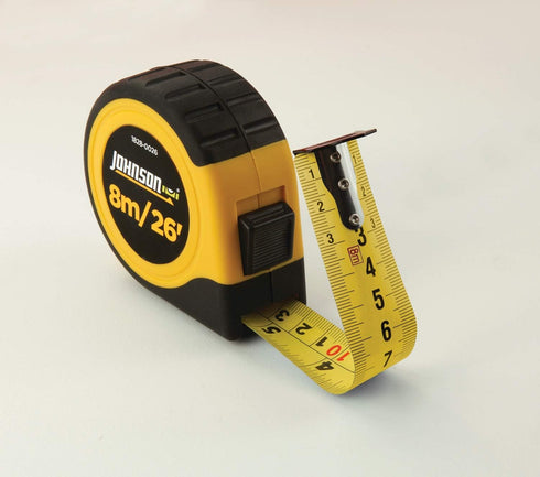 Johnson Level & Tool 1828-0026 Metric/Inch Power Tape, 8m/26', Black/Yellow, 1 Tape...