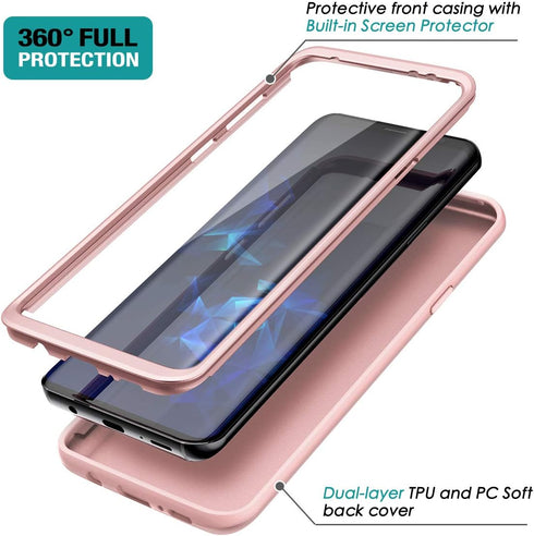 SURITCH Case for Samsung Galaxy S9,?Built in Screen Protector??Support Wireless Charging? Rugged Back Cover Hybrid Bumper 360 Protective Case Matt...