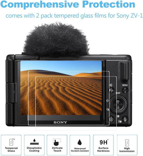 Pocoukate Camera Case for Sony ZV-1, ZV1 Camera Case Digital Camera Anti-Scratch Slim Fit Soft DSLR Camera Sleeve with Tempered Glass Protective S...