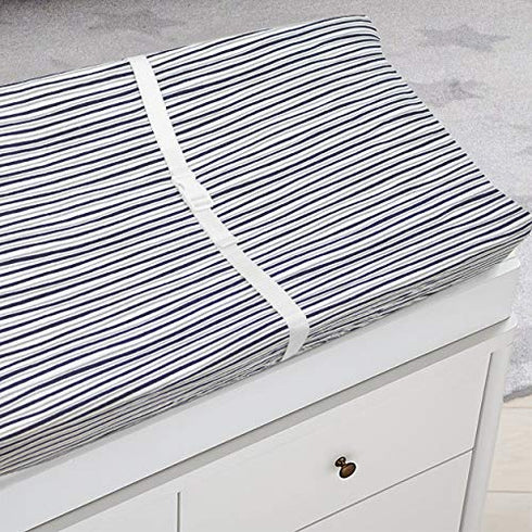American Baby Company 2 Pack Printed 100% Cotton Knit Fitted Contoured Changing Table Pad Cover - Compatible with Mika Micky Bassinet, Gray Stripe...