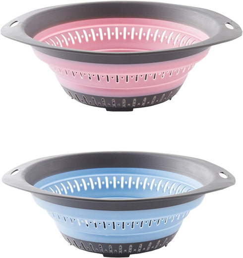 Collapsible Strainer/Colander(5 Quarts),Set of 2-Piece Food-Grade Silicone Kitchen Filter,Kitchen Folding Strainer for Pasta,Veggies and Fruits,Di...