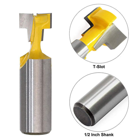 Saiper 1/2 Inch Shank Keyhole Router Bit Set T-Slot Woodworking Grooving Router Bits (3/8 & 1/2 Inch Blade Diameter) Slotting Milling Cutter for P...