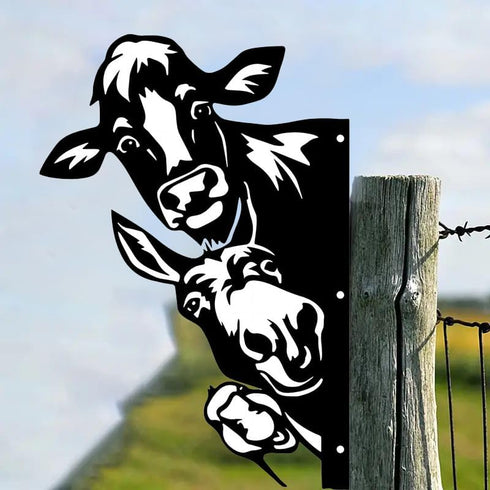 Metal Peeping Cow | Donkey | Duck | Wall Art Decor, Funny Animal Metal Sign, Cutout Sign Metal Art for Farm, Outdoor Garden, Yard Gift...