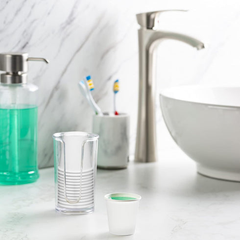 GUSTO [3 oz. - 100 Count White Small Paper Cups, Disposable Mini Bathroom Mouthwash Cups - Eco-Friendly and Versatile (Formerly Comfy Package)...