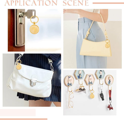 DICOSMETIC 20 Sets Blank Cabochon with Keychain Set Golden Alloy Pendant Cabochon Settings and Glass Cabochons DIY Blank Dome Keychain Making Kit ...