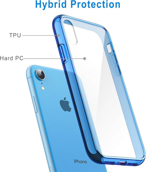 JETech Case for iPhone XR 6.1-Inch, Non-Yellowing Shockproof Phone Bumper Cover, Anti-Scratch Clear Back (Blue)...