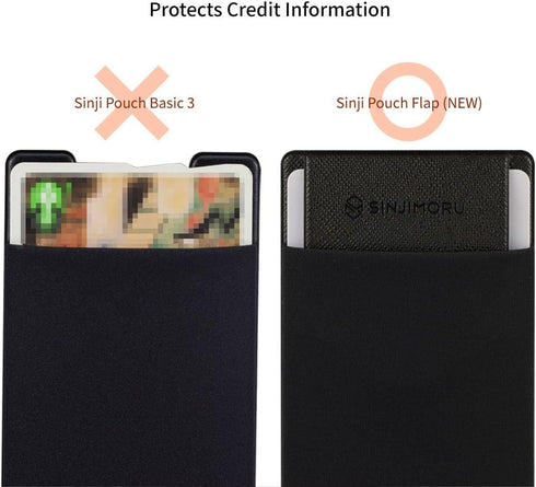 Sinjimoru Secure Card Holder for Back of Phone, Stretchy Fabric Cell Phone Wallet Stick On Credit Card Case for iPhone & Android. Sinji Pouch Flap...