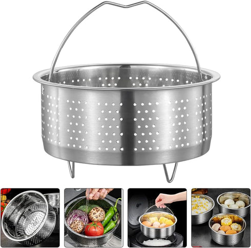 Luxshiny Rice Cooker Rice Cooker Rice Cooker Steamer Basket with Handle Legs Vegetable Steamer Insert Stainless Steel for Steaming Food Meat Fish ...