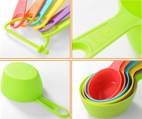 12-piece plastic measuring cup and spoon, measuring cup and spoon set, set colors for kitchen cooking and bathing (color random)...