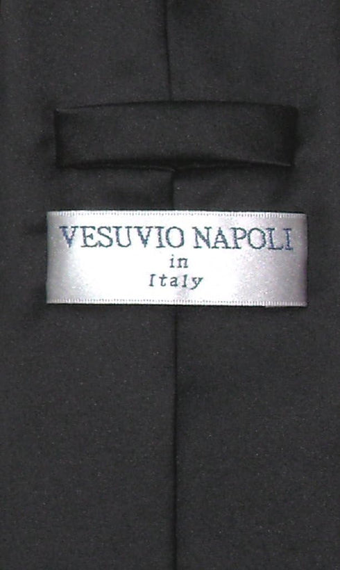 Vesuvio Napoli NeckTie Solid BLACK Color Men's Neck Tie...