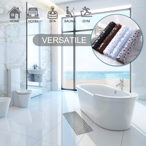 Bath Tub and Shower Mats, Non-Slip Pebble 35 x 16 Inches Machine Washable Bathtub Mat with Drain Holes, Suction Cups for Bathroom (Clear Grey)...