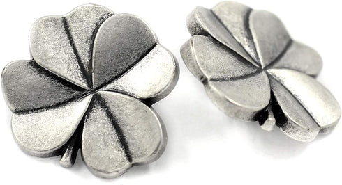 Bezelry 12 Pieces Clover Metal Shank Buttons. 20mm (3/4 inch) (Antique Silver)...