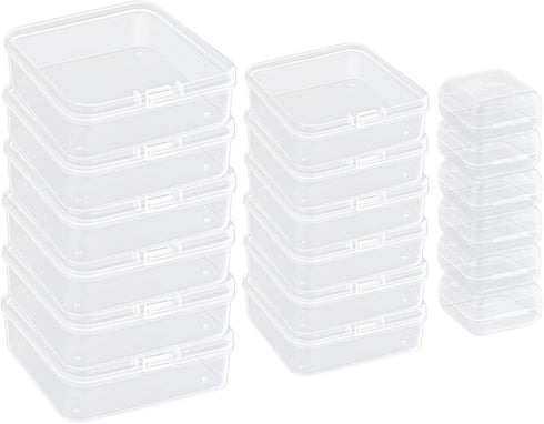 Mini Storage Containers, Mixed Sizes Small Rectangular Clear Plastic Storage Containers Box with Hinged Lid for Beads, Organizie Tiny Items, Other...