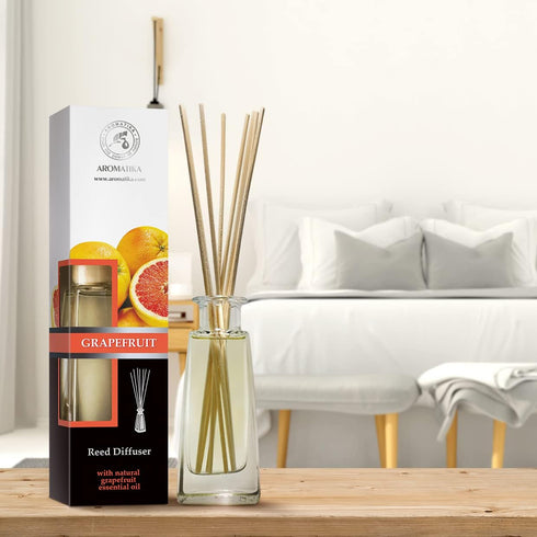Reed Diffuser Grapefruit 3.4 Fl Oz - Room Diffuser with Grapefruit Essential Oil - Home Fragrance - Aromatherapy Air Freshener - Oil Diffuser - Sc...