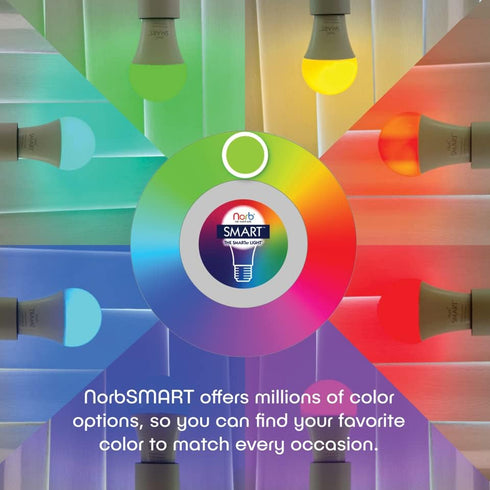 NorbSMART Smart Light Bulb LED - Color Changing Light Bulbs, Tunable Day and Night Spectra, Works with Alexa, Echo & Google Home Assistant, 9W, A1...