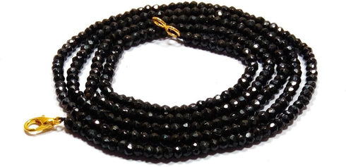 Natural black spinel 3-4mm rondelle faceted beads 36" long beaded necklace, black spinel beaded necklace jewelry, exclusively by m.k.creations, bl...