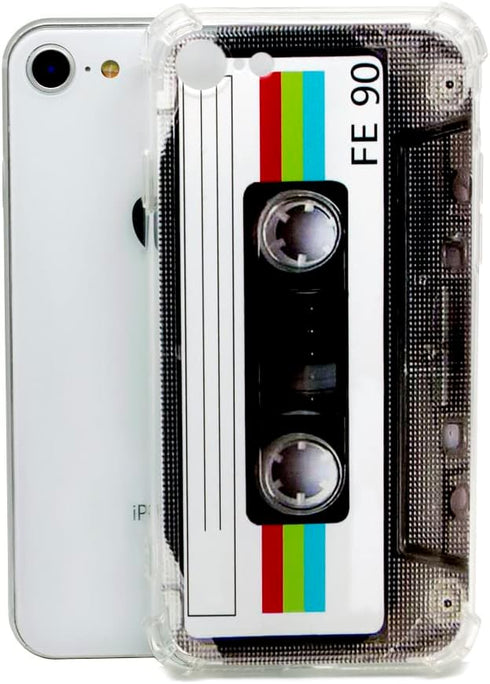 FAteam Case for iPhone SE (2022/2020) & iPhone 7/8 with Reinforced Corners TPU Soft Bumper Anti-Scratch Back Retro Cassette...