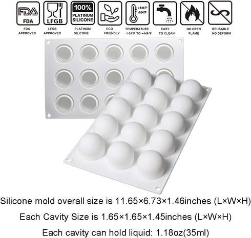 OCPO Kitchen Truffle Silicone Mold for Baking Mousse Cake French Dessert Pastry Chocolate Pudding Cupcake, Non-Stick & Easy Release, Truffle Ball ...