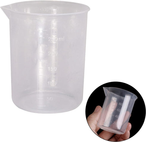 250ml-300ml Plastic Graduated Beaker (3 Pack), Transparent PP Measuring Cup Mixing Cup for Kitchen Lab...