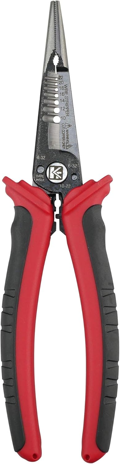 K601 6-In-1 Combination Wire Service Tool, Stripping Crimping and Gripping Pliers, 8-1/2" Electrician Pliers...