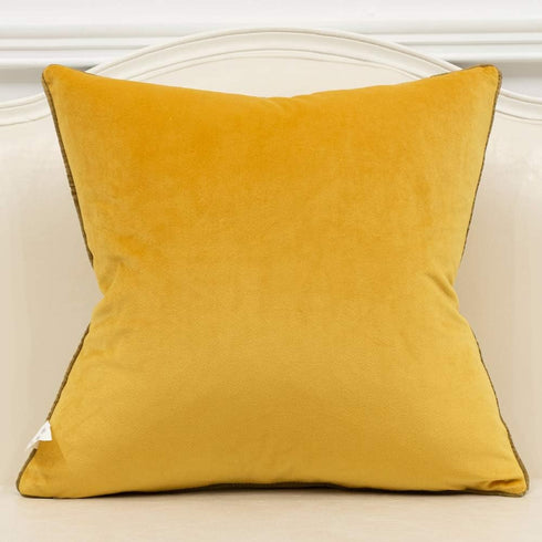 Avigers 18 x 18 Inches Yellow White Gold Leather Striped Patchwork Velvet Cushion Case Luxury Modern Throw Pillow Cover Decorative Pillow for Couc...