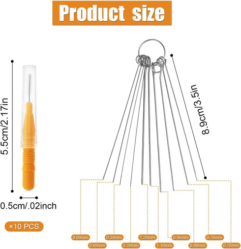 10pcs Shower Head Cleaning Brush, Small Cleaner Tool Hole Cleaning Brush with 10 Stainless Steel Pin Picks Gap Hole Anti-Clogging Cleaning Brush f...