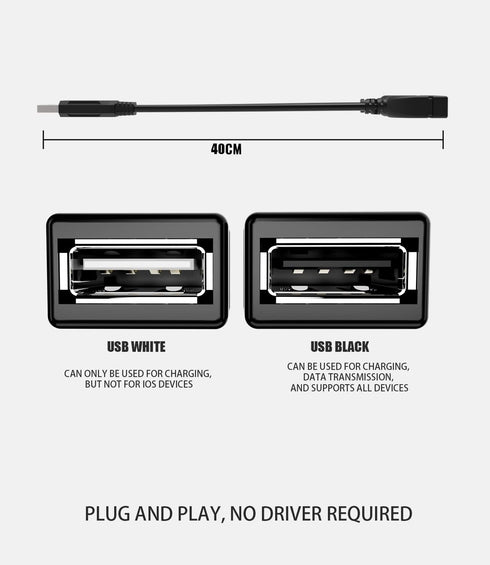 USB Cable, 2-Port USB 2.0 Male to Female Splitter, High-Speed Charging & Data Transfer for Laptop, Car, Mac, TV, PC, Xbox, HDD...