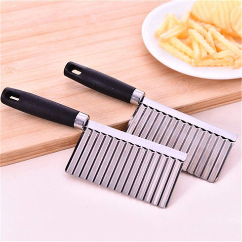 Multifunctional Potato Wavy Edged Knife , Stainless Steel Mezzaluna Chopper salad Rocker Knife Potato Slicer Chopper French Fry Maker Cutter circu...