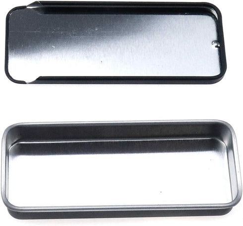 MY MIRONEY 3.15" x 1.34" x 0.43" Metal Slide Top Tin Containers Black Rectangle Metal Tin Box Empty Storage Organizer Tins for Candles,Candies,Gif...